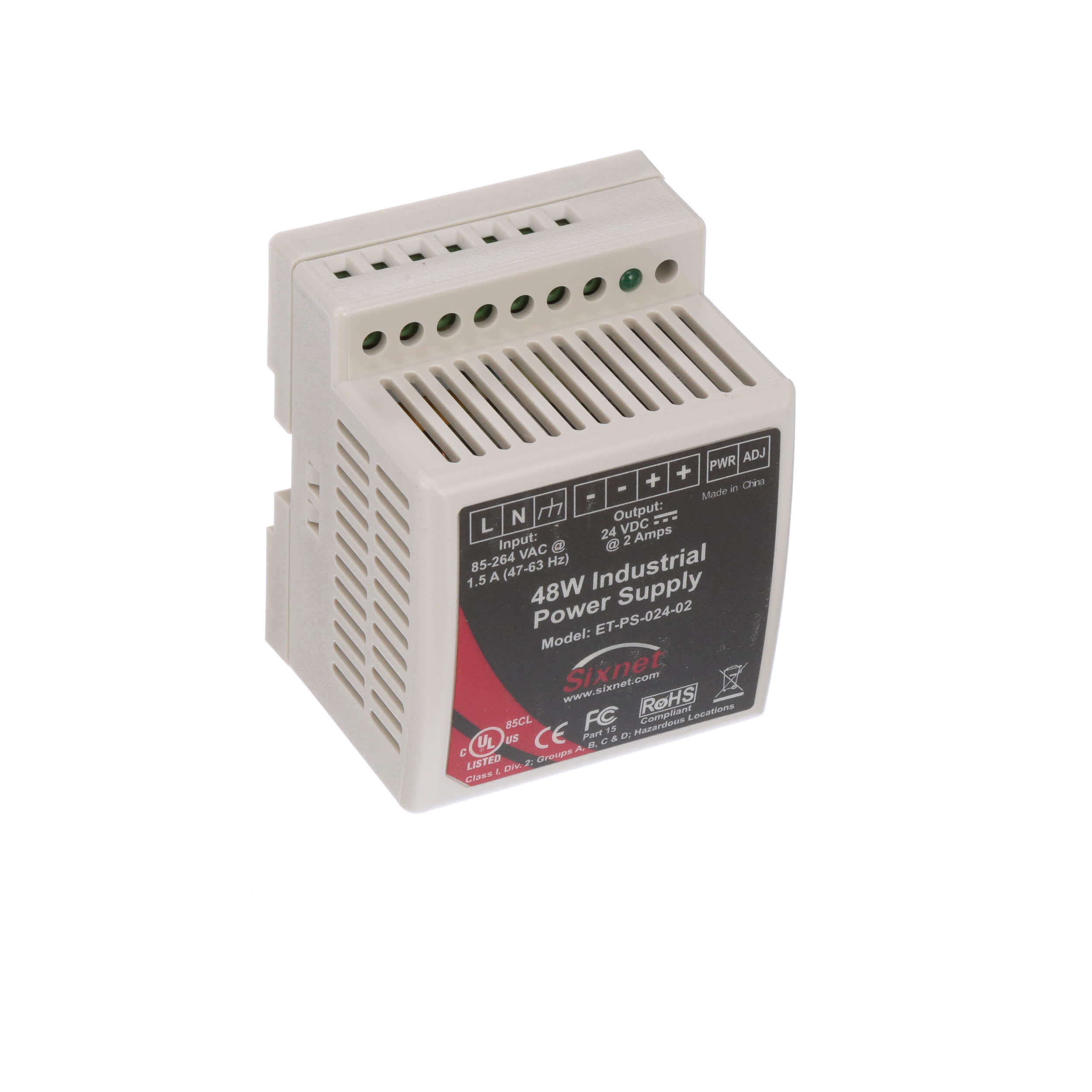 48W. AC-24 VDC@2A Red Lion Controls/N-Tron ET-PS-024-02 Sixnet Power Supply