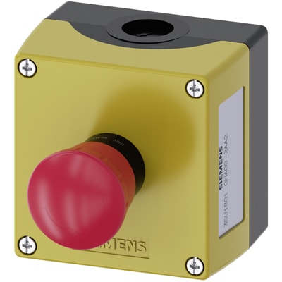 Siemens 3RV19 33-1GA00 Enclosure For Wall Mounting 82mm Width 3RV19331GA00 Red/Yellow Lockable Emergency Stop Rotary Operating Mechanism Metric Cable Gland Molded Plastic 