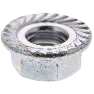 M5-5mm SERRATED FLANGED NUTS BRIGHT ZINC PLATED GRADE 8 DIN 6923