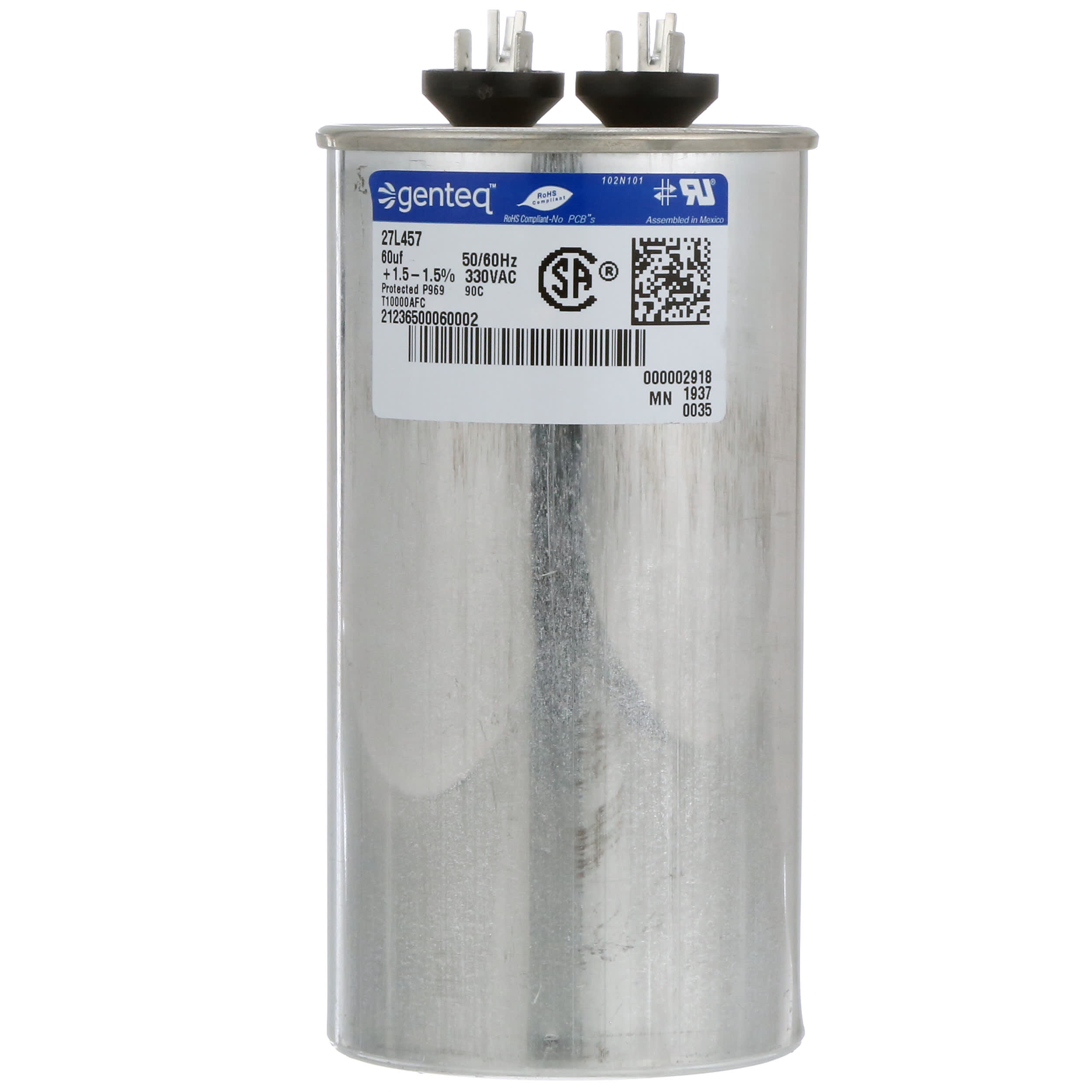 Genteq 27L457 Film Capacitors,Metallized Polypropylene,Aluminum