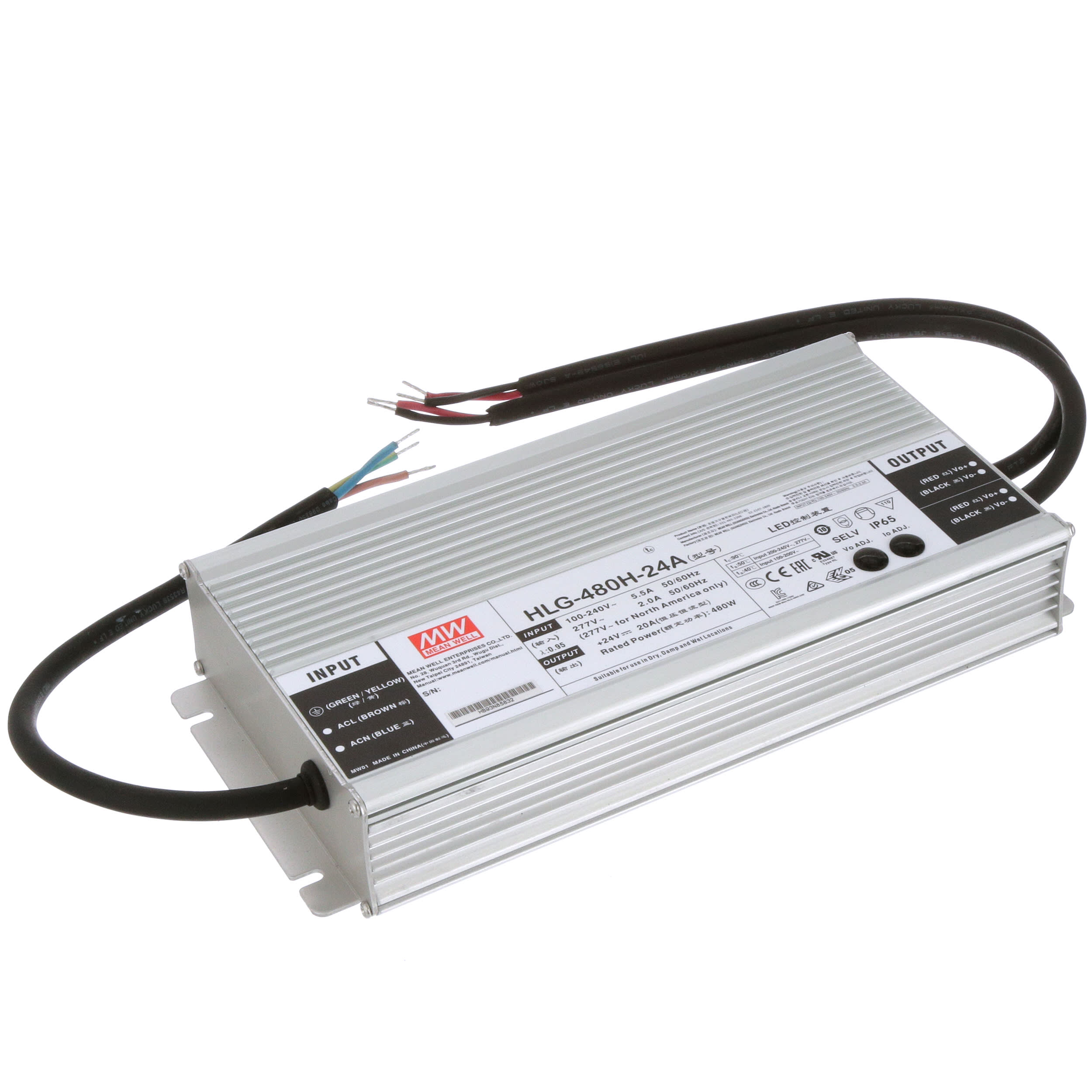 MEAN WELL - HLG-480H-24A - Power Supply,AC-DC,LED Driver,480W,24V,20A,Io \u0026  Vo Adjustable Pot,IP65 - Allied Electronics \u0026 Automation