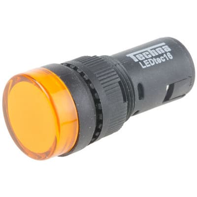 Bookh 16mm 24V AC DC Square Cap LED Indicator Light Yellow 2 Pin 5 Pack