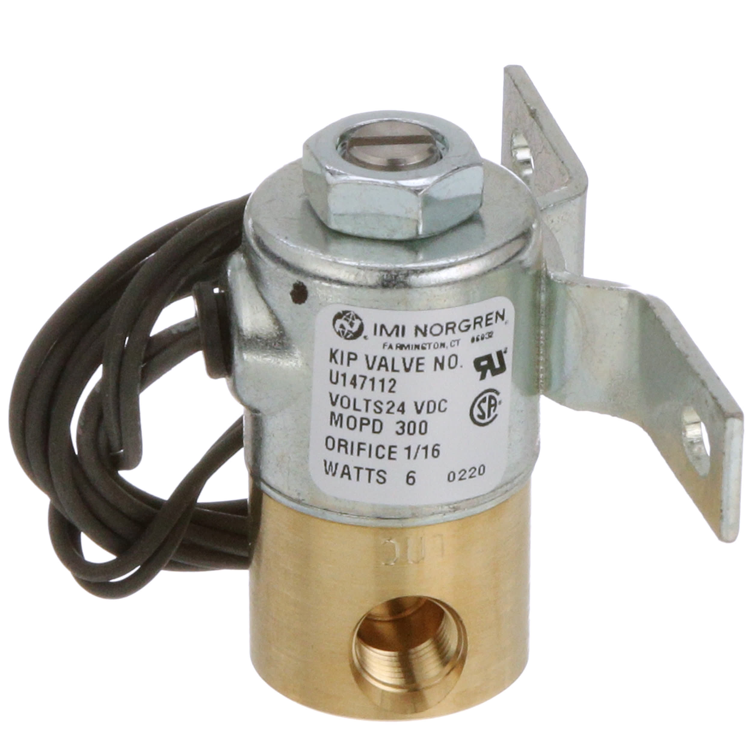 U14711224VDC Valve, KIP, fluid control, brass, 1/8NPT
