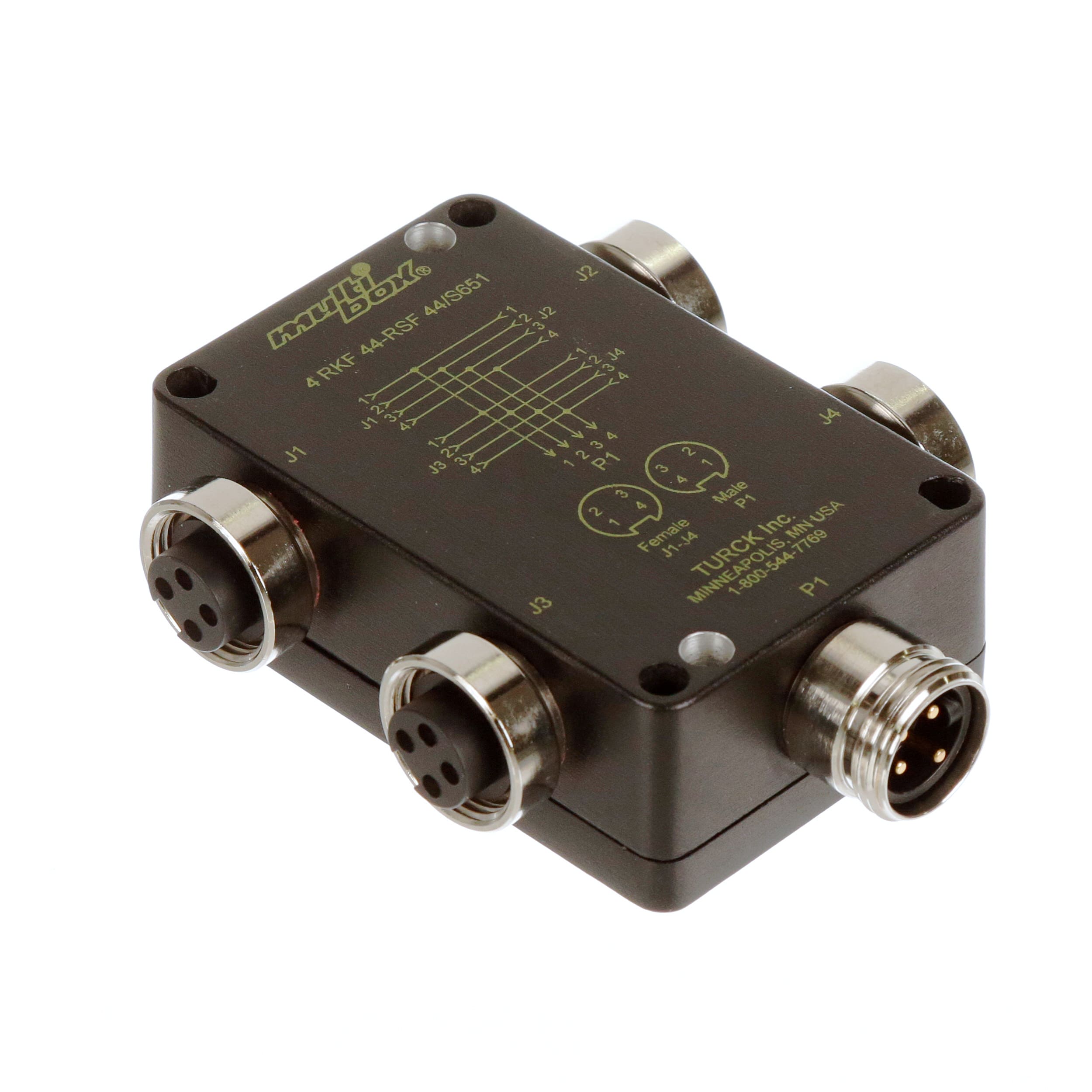 TURCK - 4 RKF 44-RSF 44/S651 - 4 Port Junction Box,Parallel Wiring,4 ...