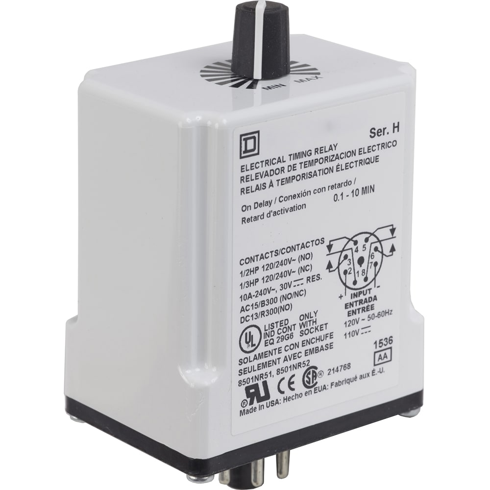 Square D - 9050JCK16V20 - Time Delay Relay Type 9050, On-Delay, DPDT ...