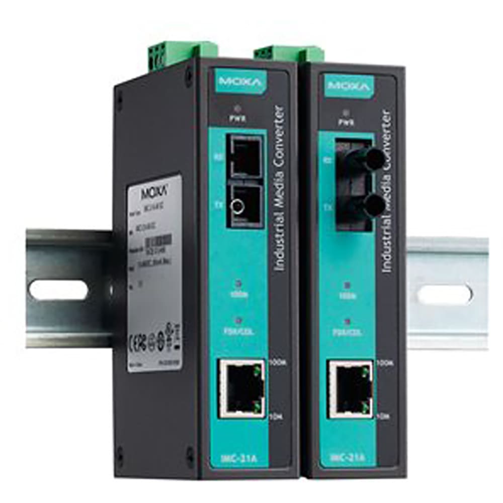 Moxa - IMC-21A-M-ST - Industrial 10/100BaseT(X) to 100BaseFX, Multi ST ...